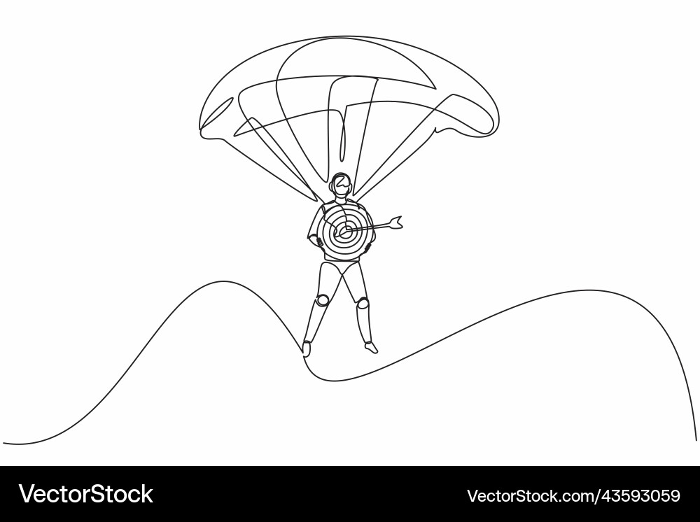 Continuous one line drawing robots jump Continuous one line drawing robots jump vector image