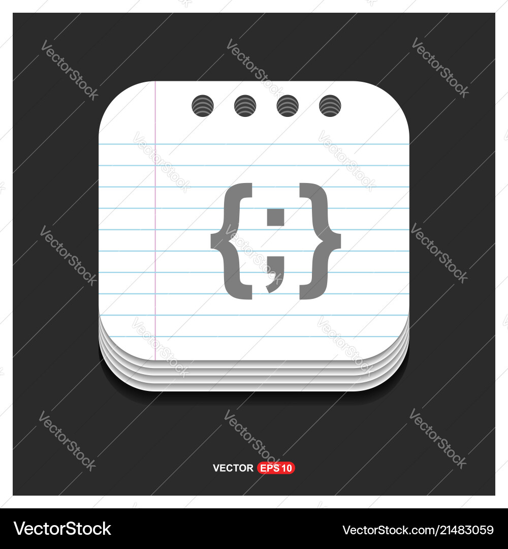 Curly bracket icon gray on notepad style Vector Image