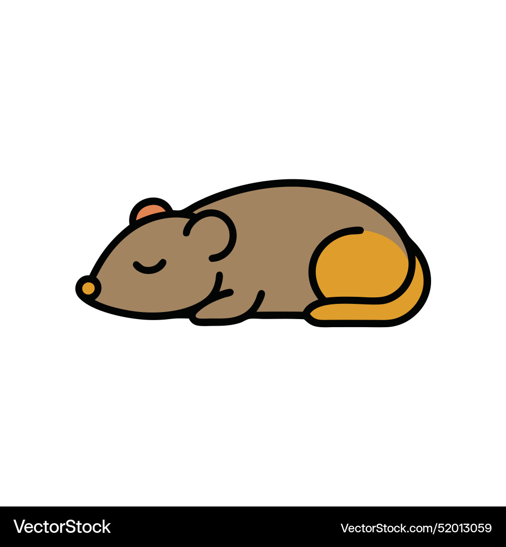 Galapagos rice rat mouse sleeps icon Royalty Free Vector