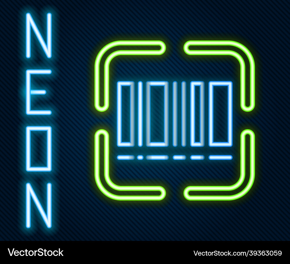 Glowing neon line scanner scanning bar code icon Glowing neon line scanner scanning bar code icon vector image