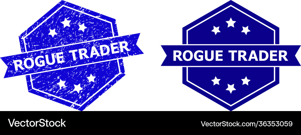 Hexagon rogue trader stamp with distress surface vector image