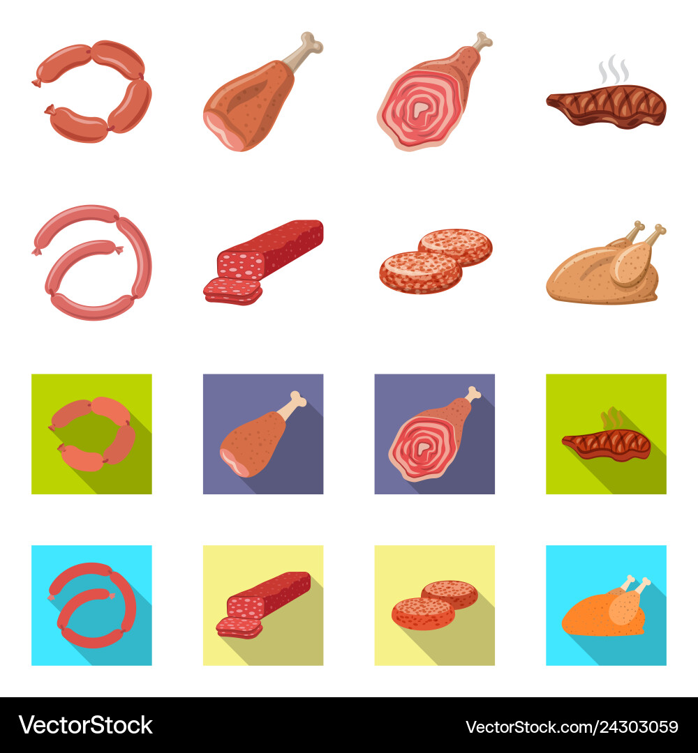 Isolated object of meat and ham icon set Isolated object of meat and ham icon set vector image