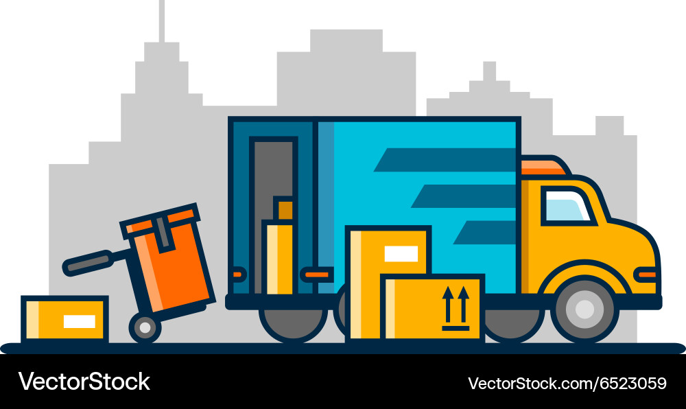 Loading and Unloading Truck vector image