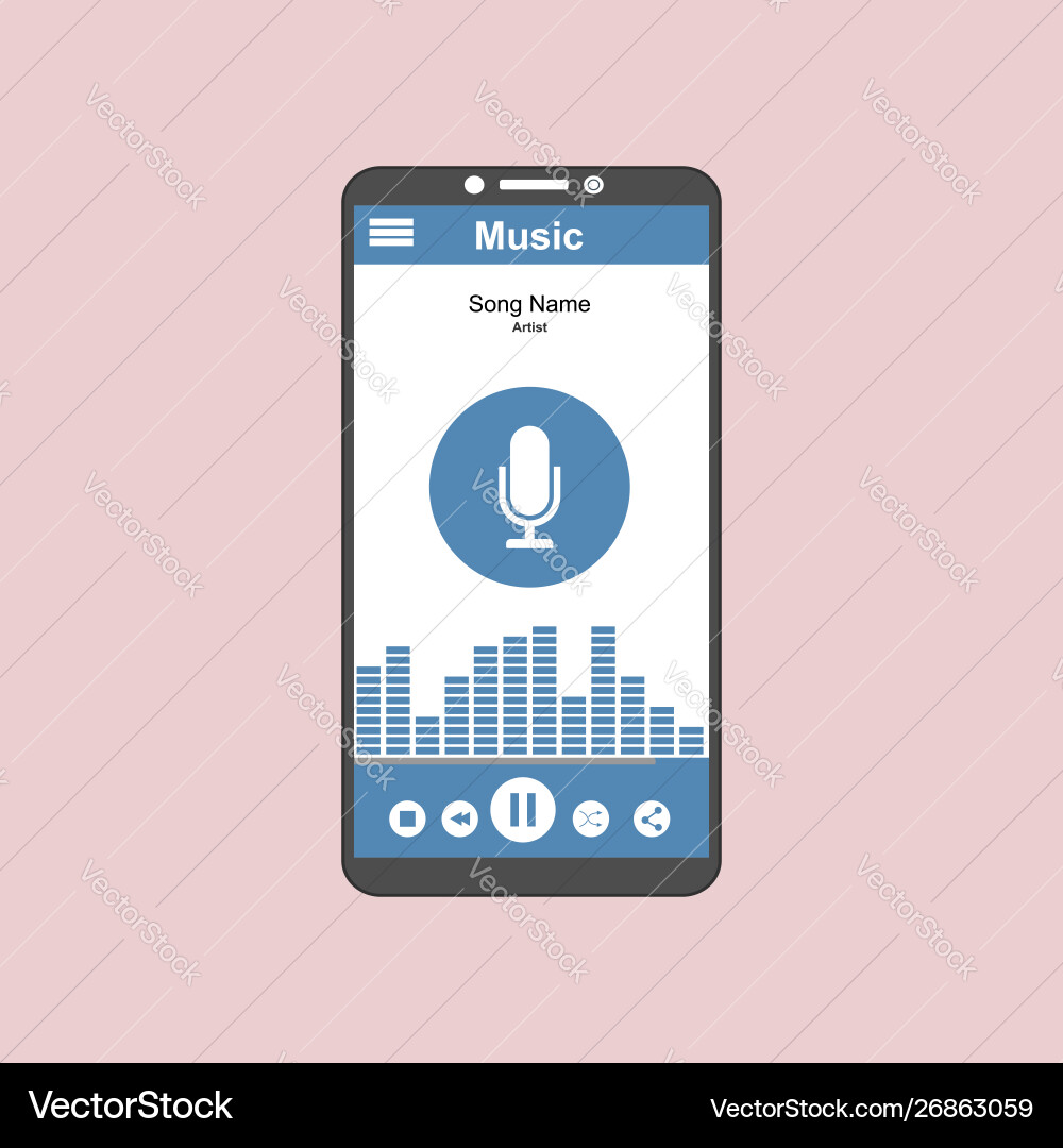 Media player application app template with flat Media player application app template with flat vector image