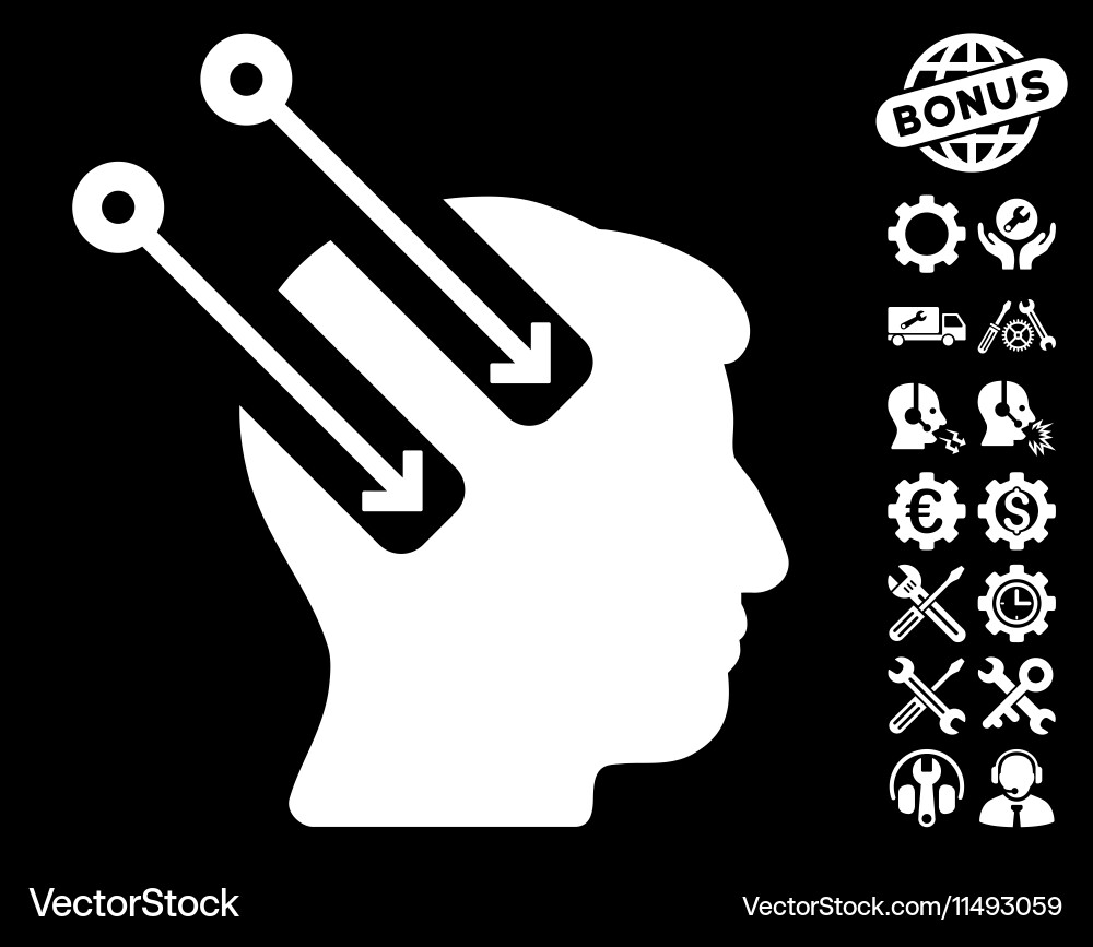 Neural interface icon with tools bonus vector image
