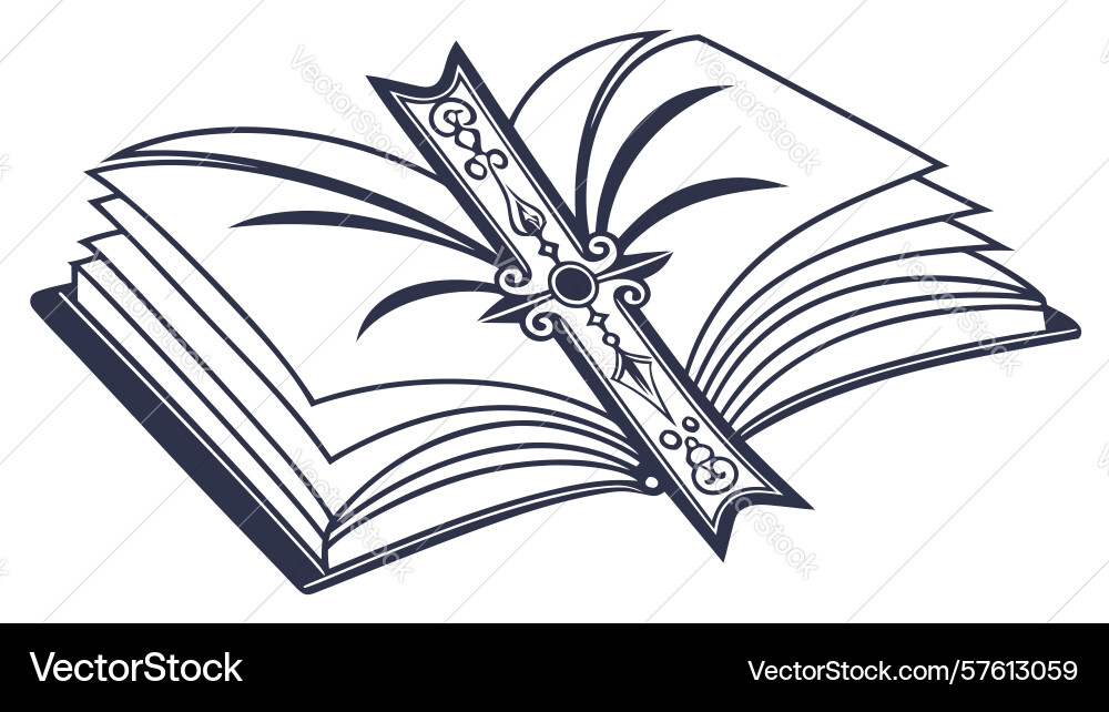 Open book scroll with decorative element art vector image