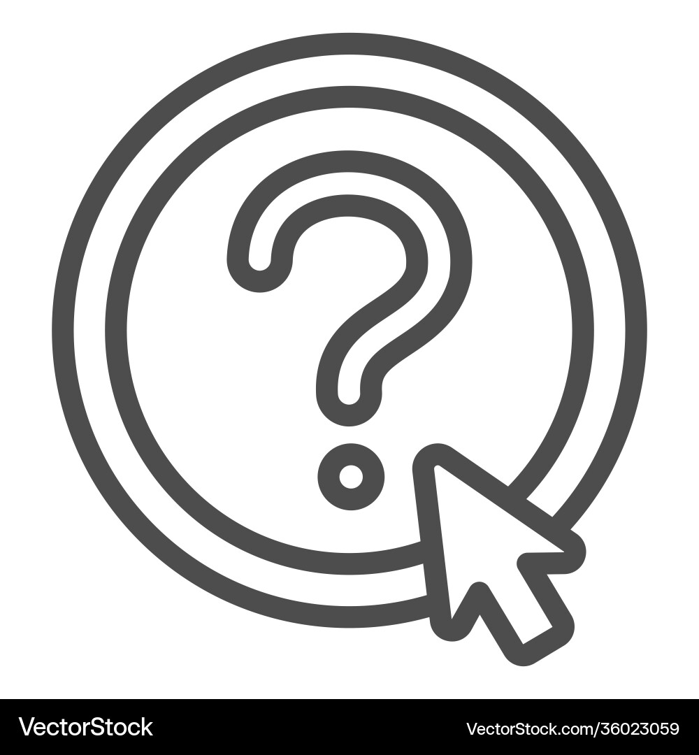 Question button and mouse pointer line icon Question button and mouse pointer line icon vector image