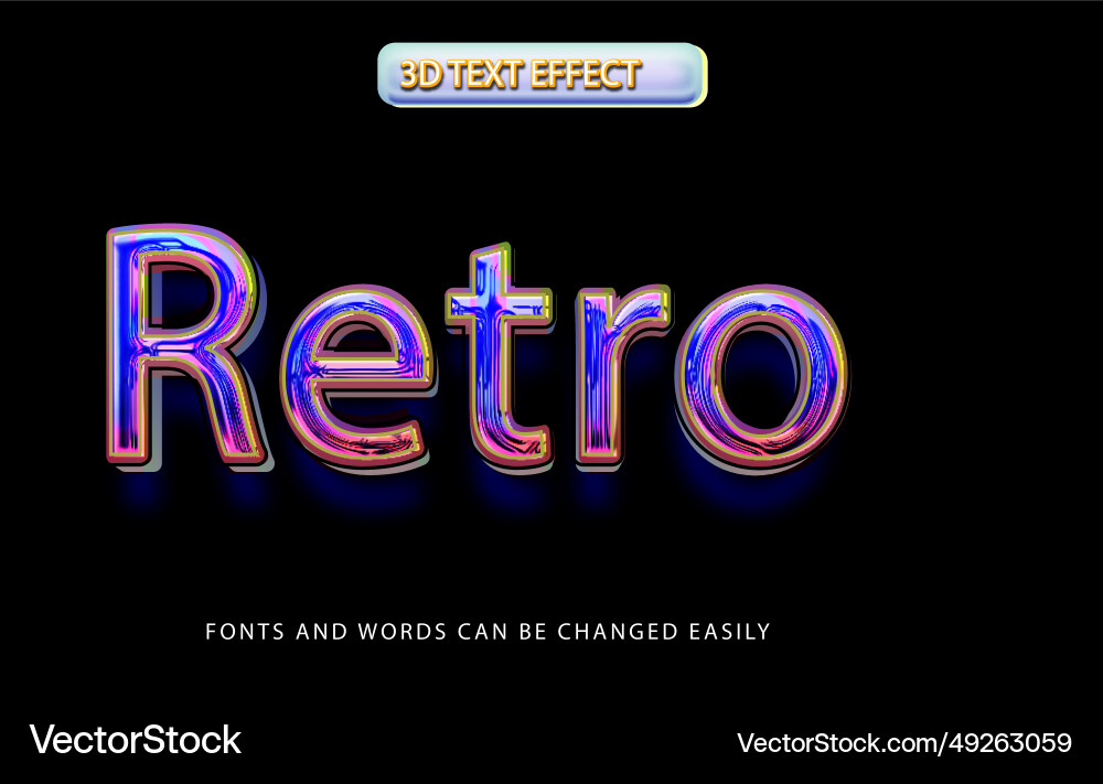 Retro old colorful 3d editable text effect style vector image