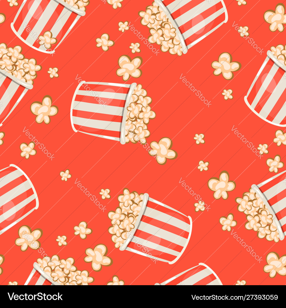 Seamless pattern with popcorn on a red background Seamless pattern with popcorn on a red background vector image