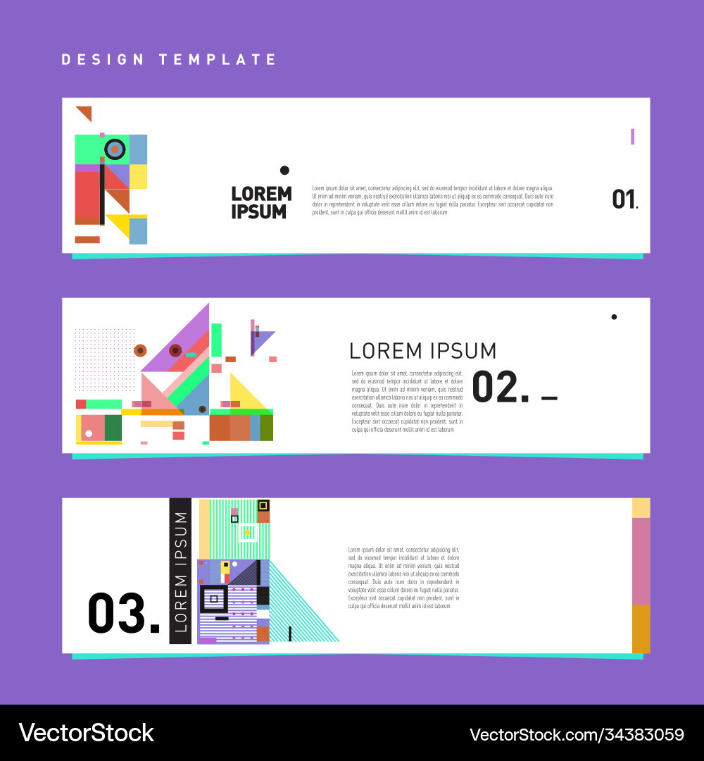Set abstract banner web design template retro Vector Image