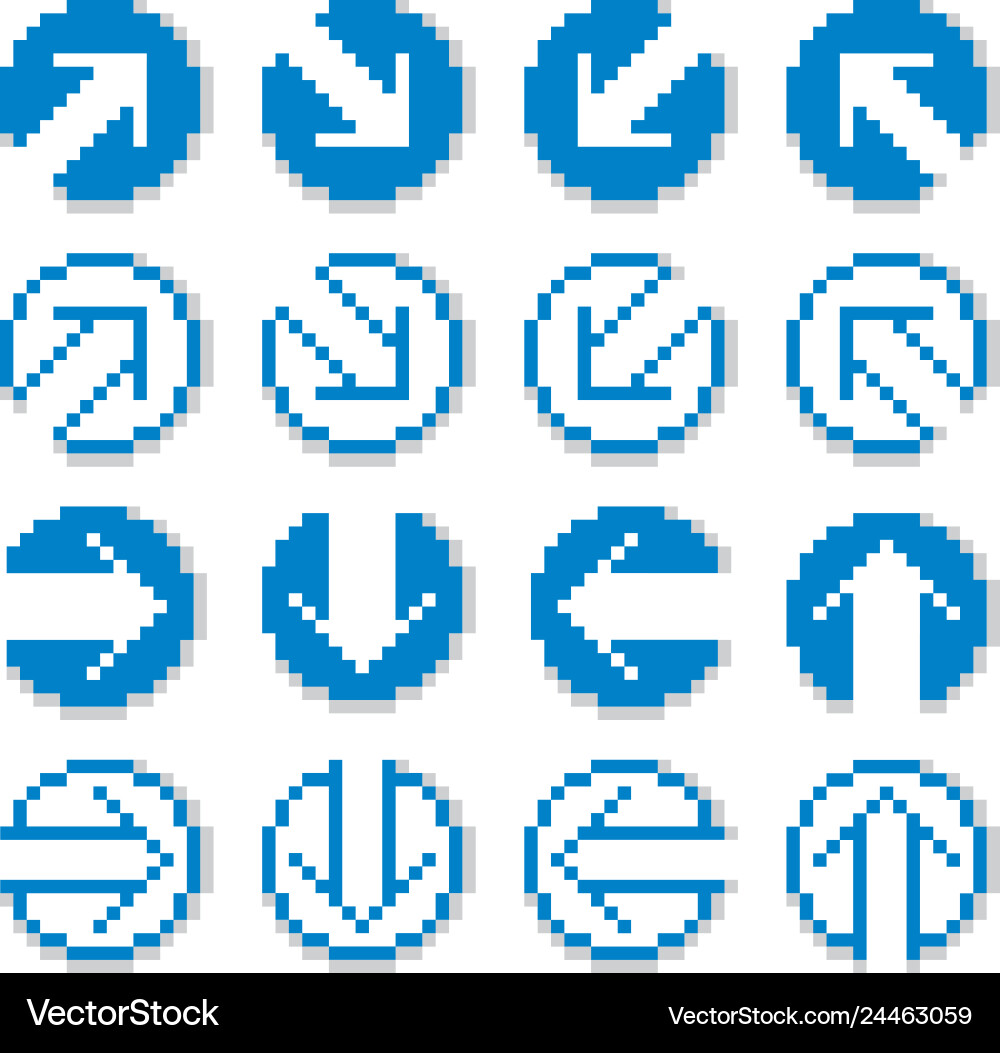Set of retro cursor signs made in pixel art style Set of retro cursor signs made in pixel art style vector image