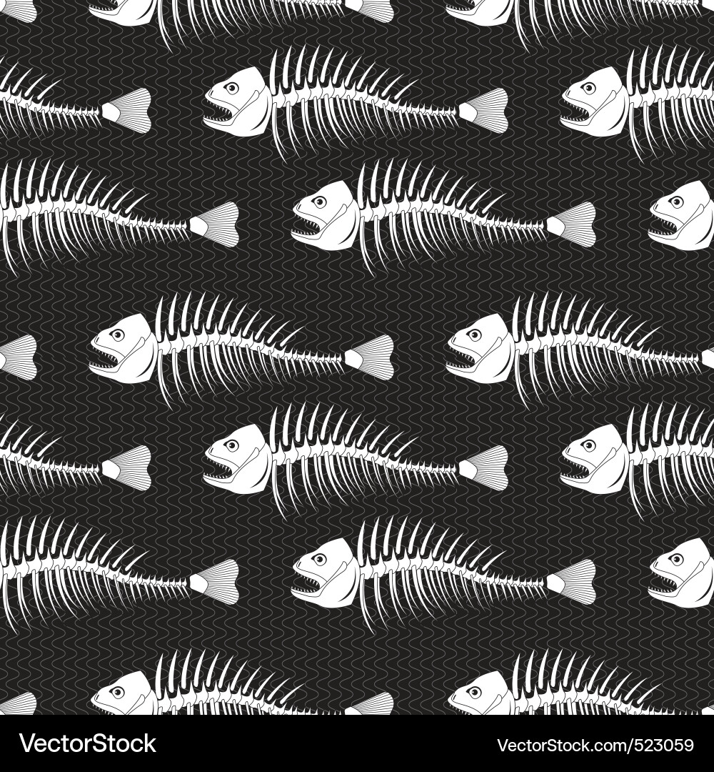 Skeleton Fish Pattern Vector Image