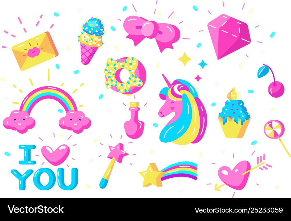 Unicorns symbols set Unicorns symbols set vector image