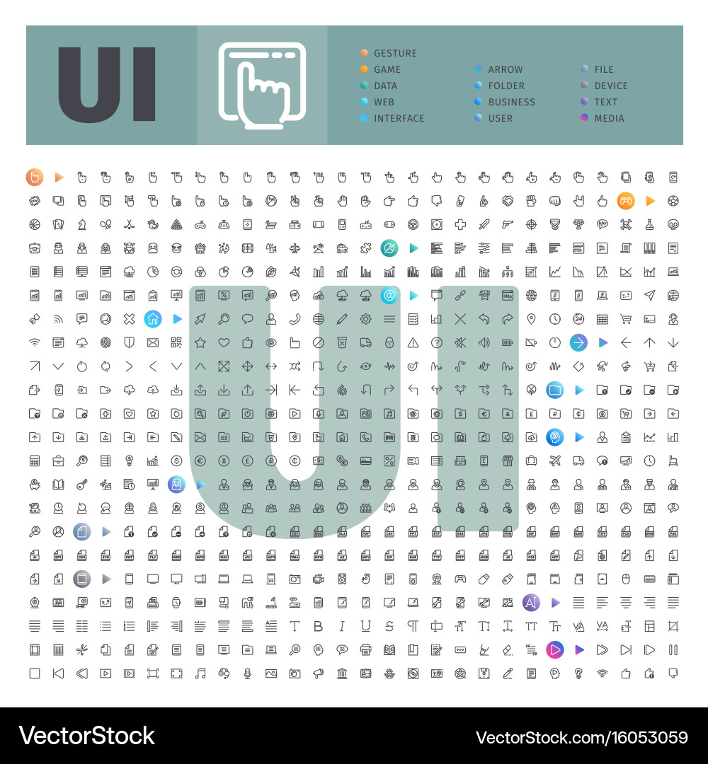 User Interface Line Icons Bundle vector image