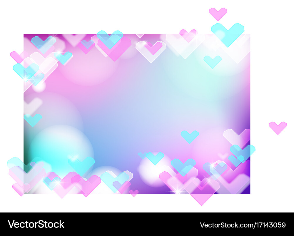 Vivid bokeh with hearts in soft color background Vector Image