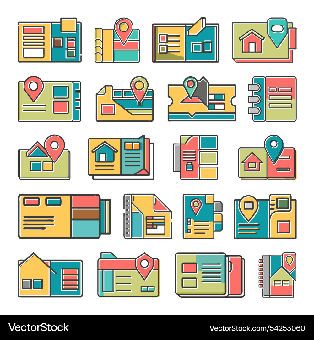 Address-card icon with offset fill style bundle vector image