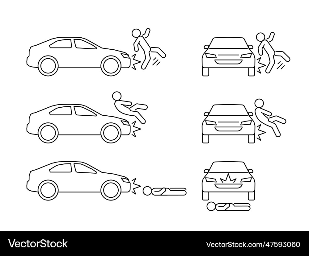 Car crash with people accident of transport line Car crash with people accident of transport line vector image