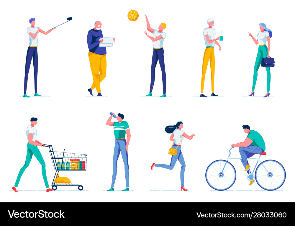 Cartoon characters performing different tasks Cartoon characters performing different tasks vector image