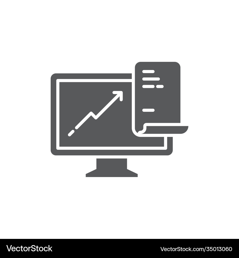Computer monitor with business graph growing Vector Image