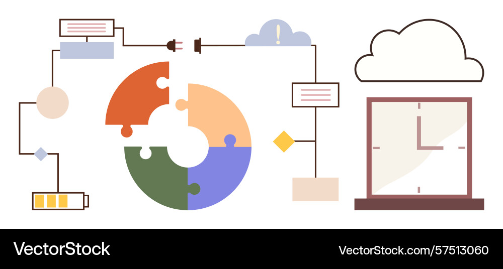 Digital workflow and data synchronization vector image