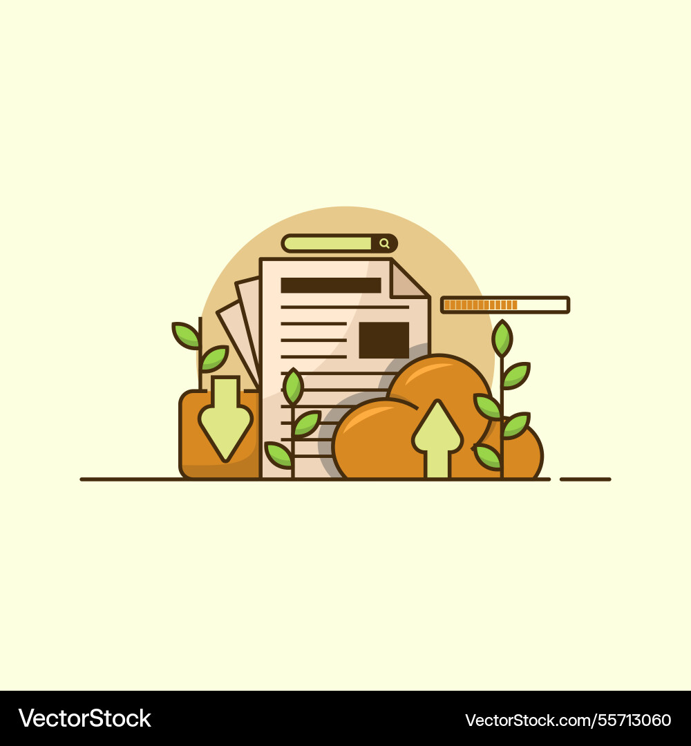 Document sheets uploaded to the cloud paper files Document sheets uploaded to the cloud paper files Vector Image