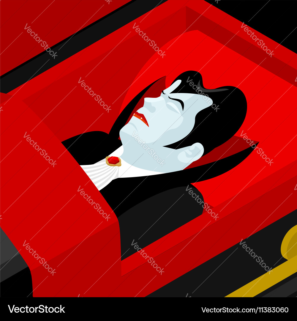 Dracula in coffin vampire count an open Vector Image