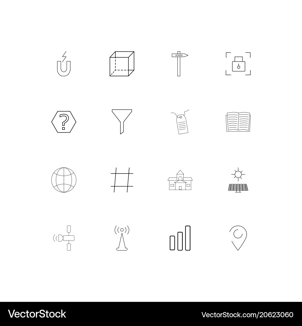 Education and science simple linear icons set vector image