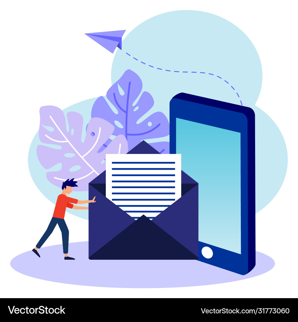 Envelope containing letters inside a smartphone Envelope containing letters inside a smartphone vector image