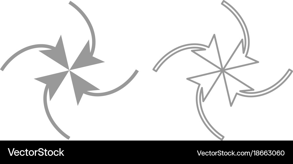 Four arrows in loop center icon grey set vector image