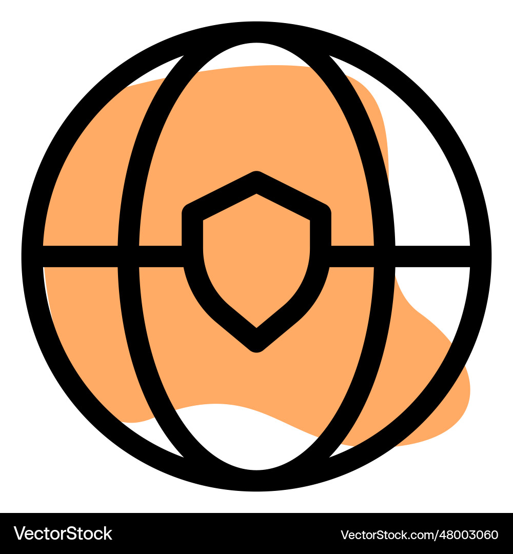 Global network secured via shield security vector image