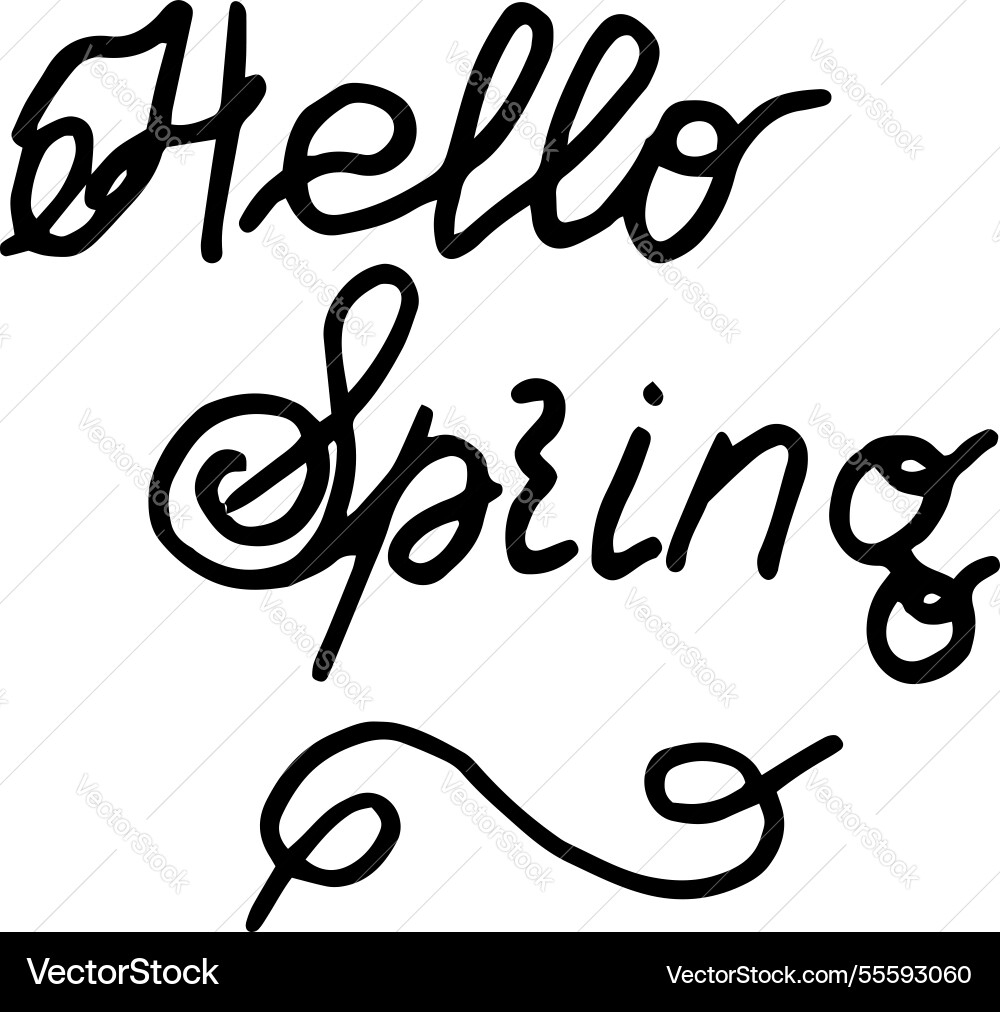 Hello spring text lettering at the bottom Hello spring text lettering at the bottom Vector Image