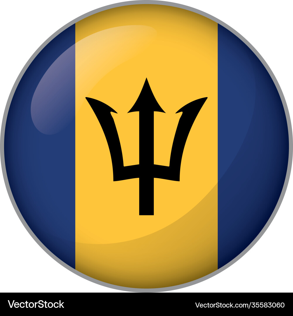 Icon representing round button flag barbados Icon representing round button flag barbados vector image