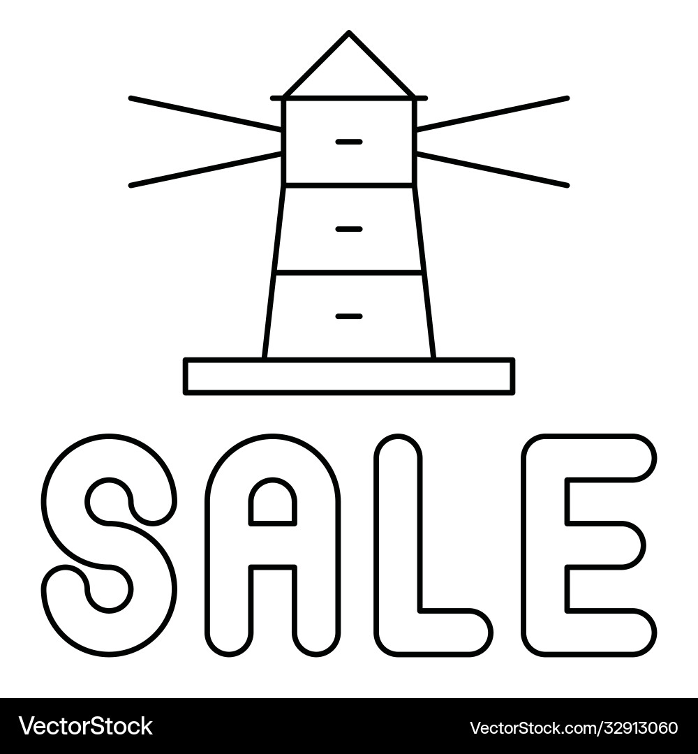 Lighthouse with sale text icon summer related Vector Image