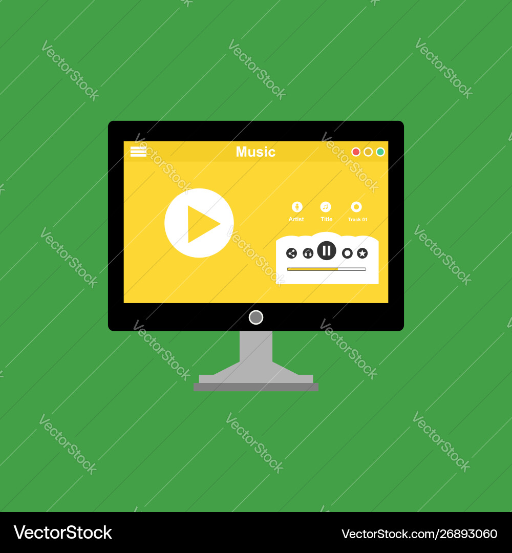 Media player application app template with flat Media player application app template with flat vector image