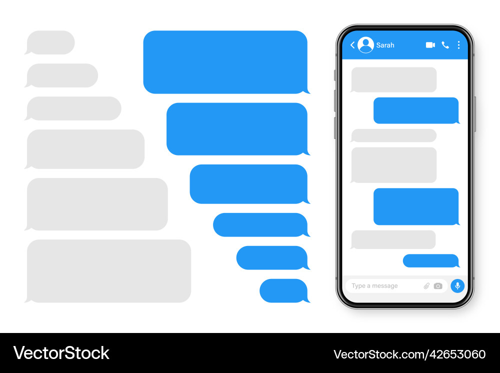 Realistic smartphone with messaging app blank sms Realistic smartphone with messaging app blank sms Vector Image