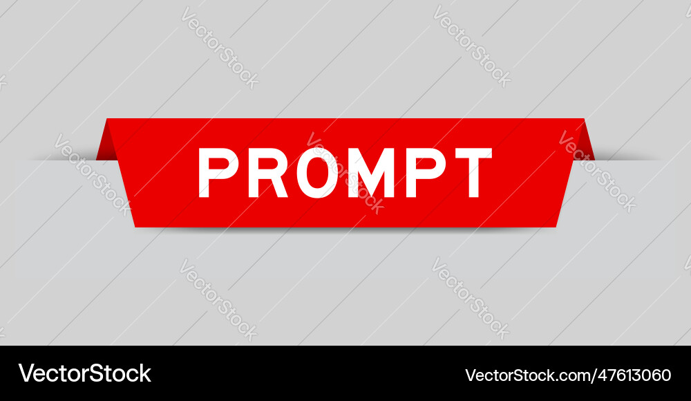 Red color inserted label with word prompt on gray Red color inserted label with word prompt on gray Vector Image