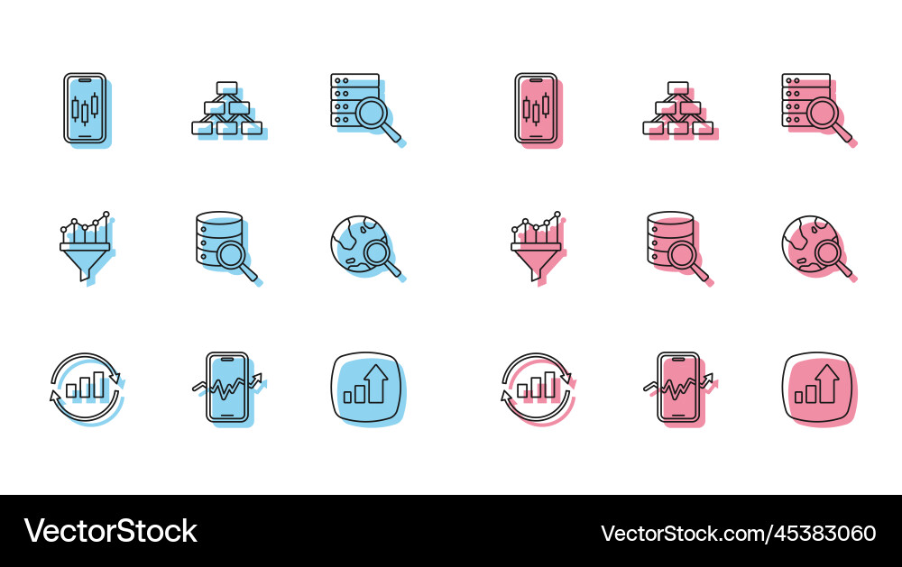 Set line graph chart infographic mobile stock Set line graph chart infographic mobile stock vector image