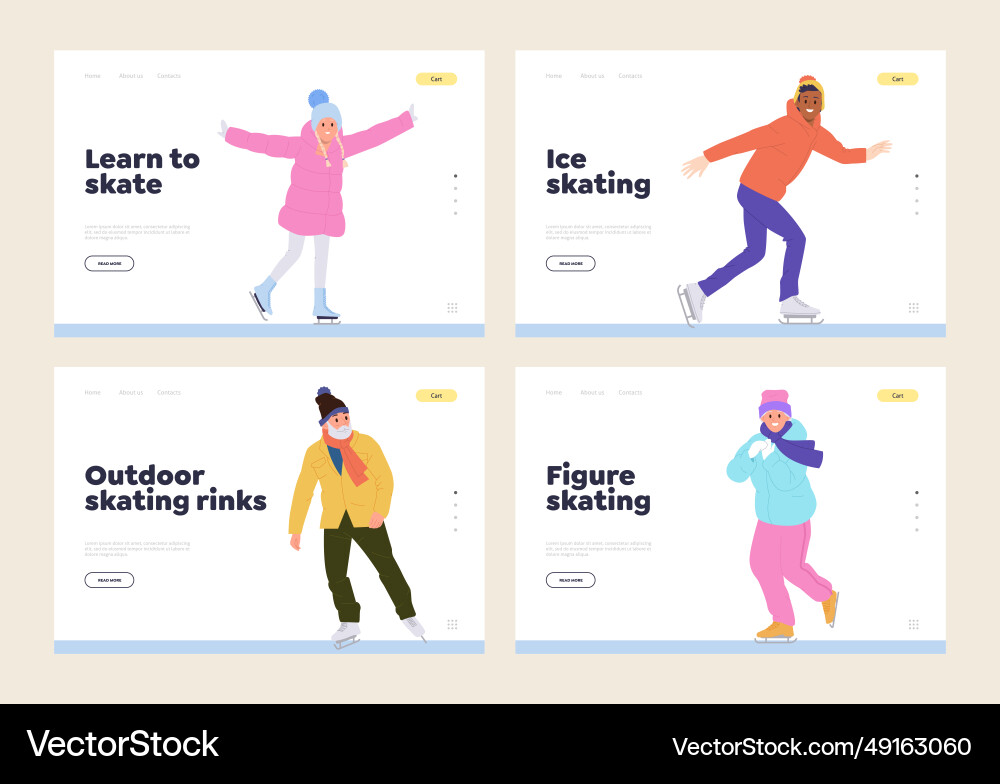 Set of landing page design template with happy Vector Image