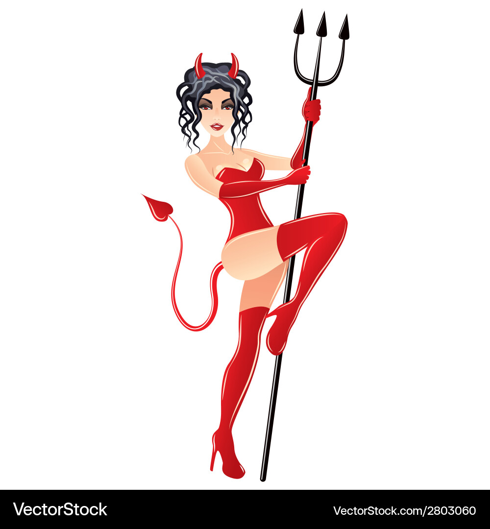 Sexy Devil Costume Halloween Girl Vector Image