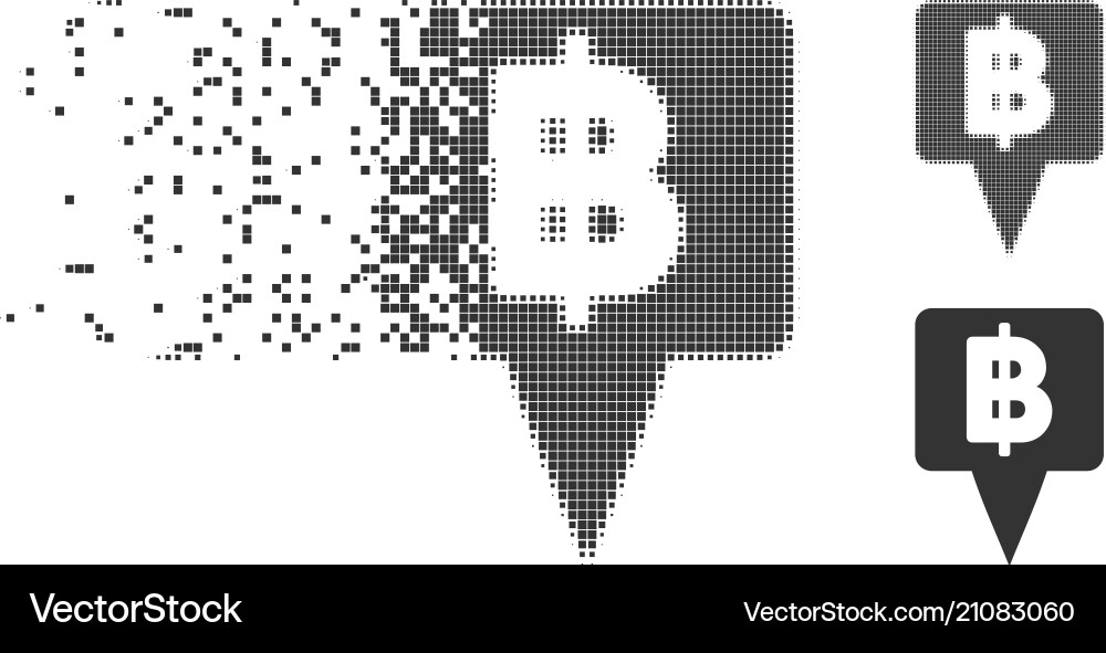 Thai baht map pointer decomposed pixel halftone Thai baht map pointer decomposed pixel halftone vector image