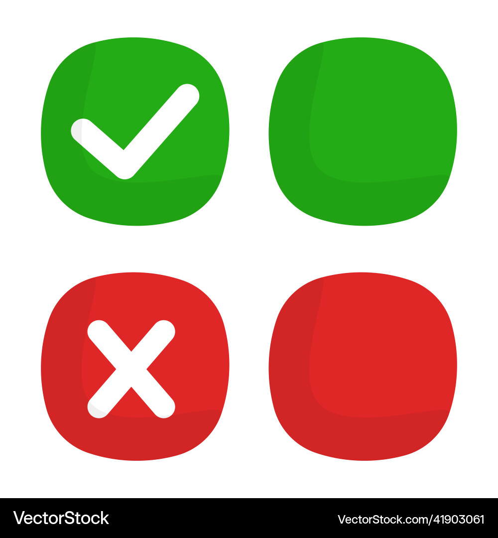 A set of box icons with check mark and cross vector image