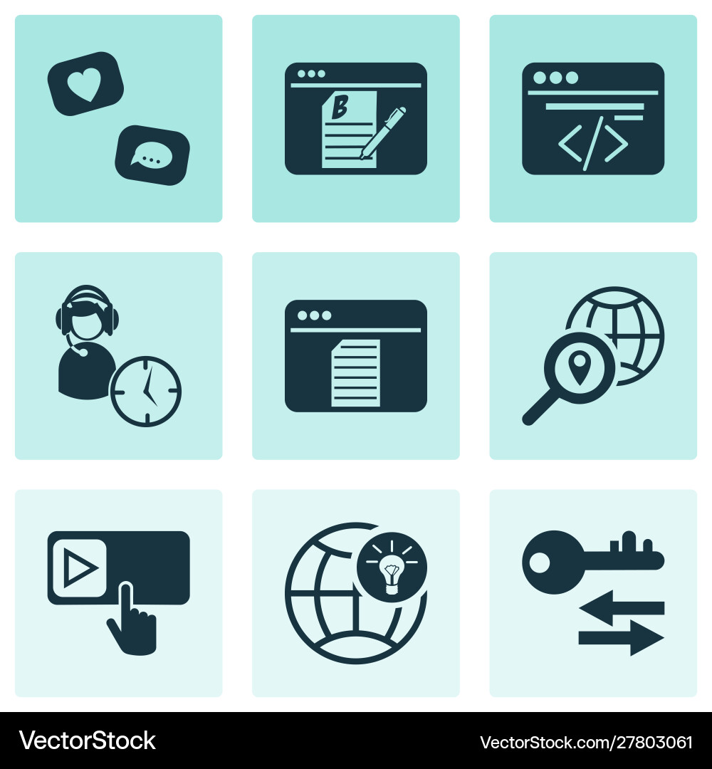 Analytics icons set with local seo sort keywords Analytics icons set with local seo sort keywords Vector Image