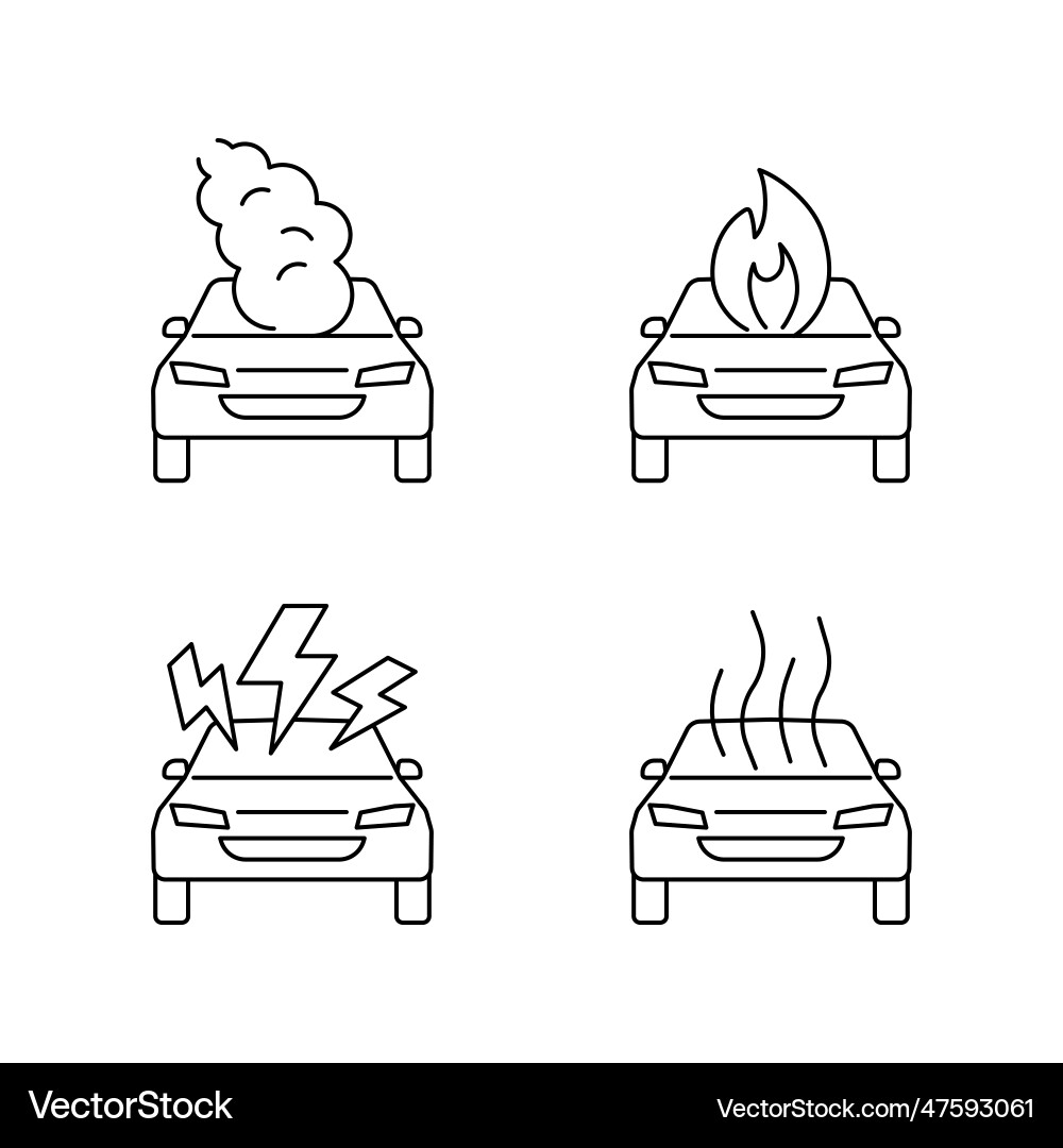Car crash accident of transport line art icon Car crash accident of transport line art icon vector image