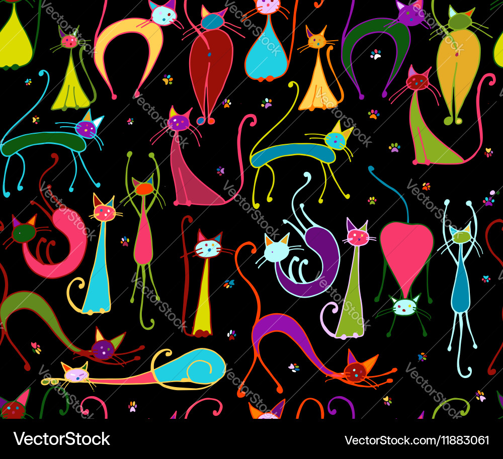 Cats seamless pattern for your design Vector Image