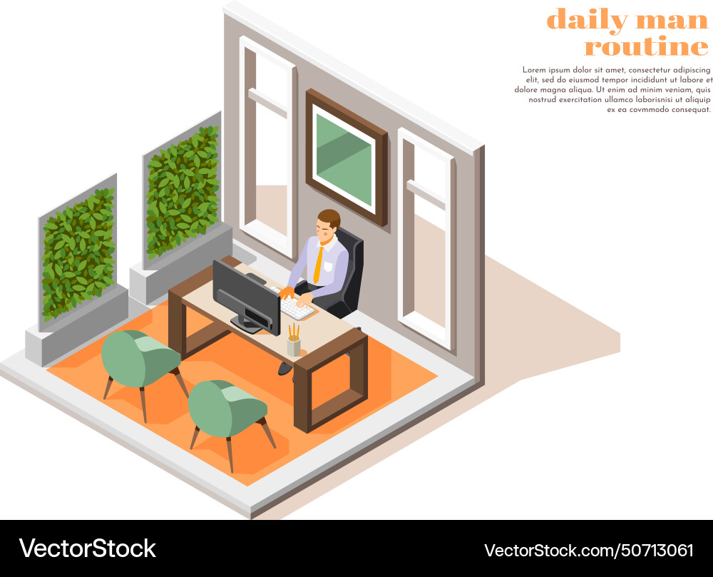Daily man routine composition Daily man routine composition Vector Image