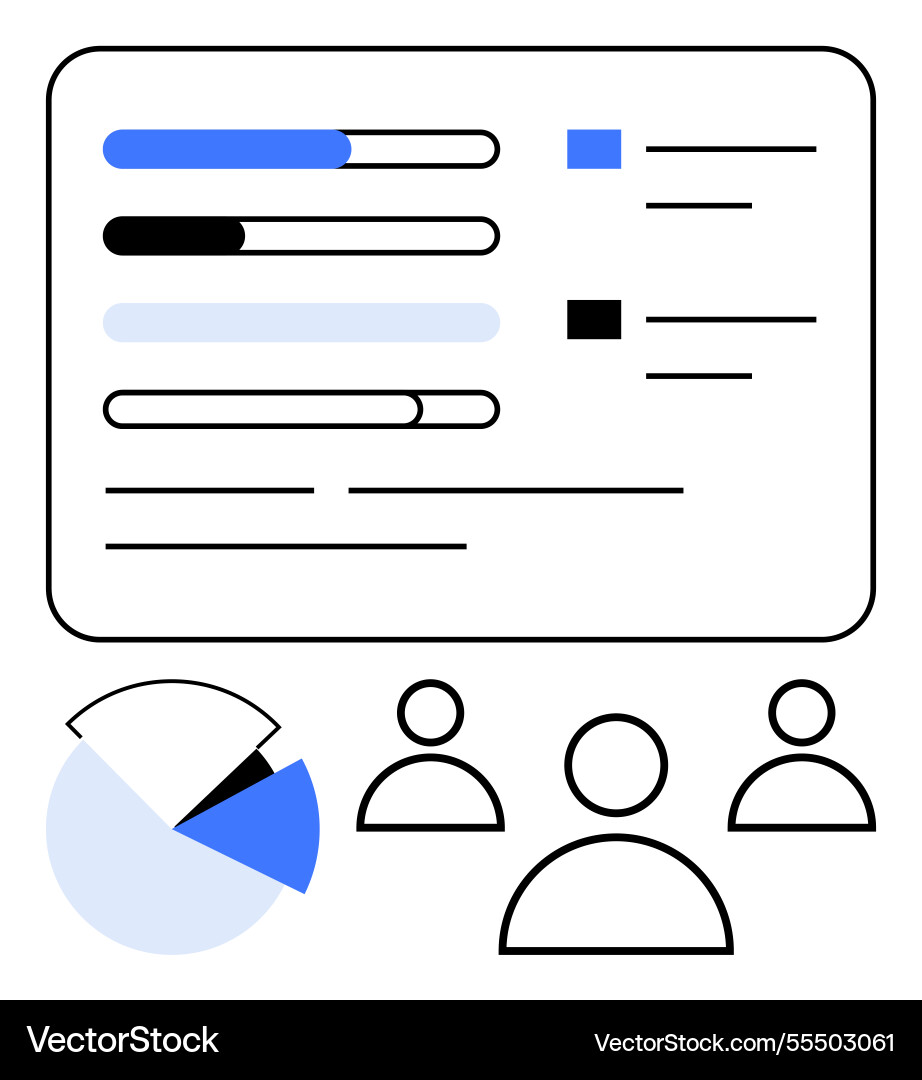 Data visualization with progress bars pie chart Data visualization with progress bars pie chart vector image