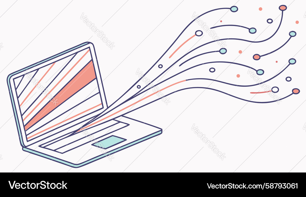 Digital Data Flow Laptop Vector Image