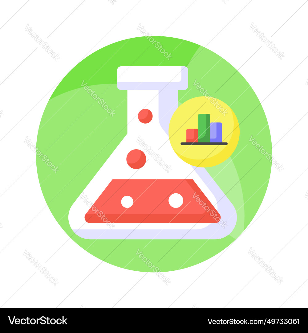 Flask with data chart denoting market vector image