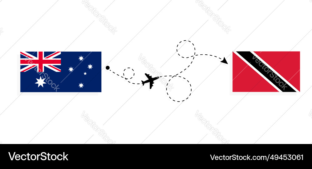 Flight and travel from australia to trinidad Flight and travel from australia to trinidad vector image