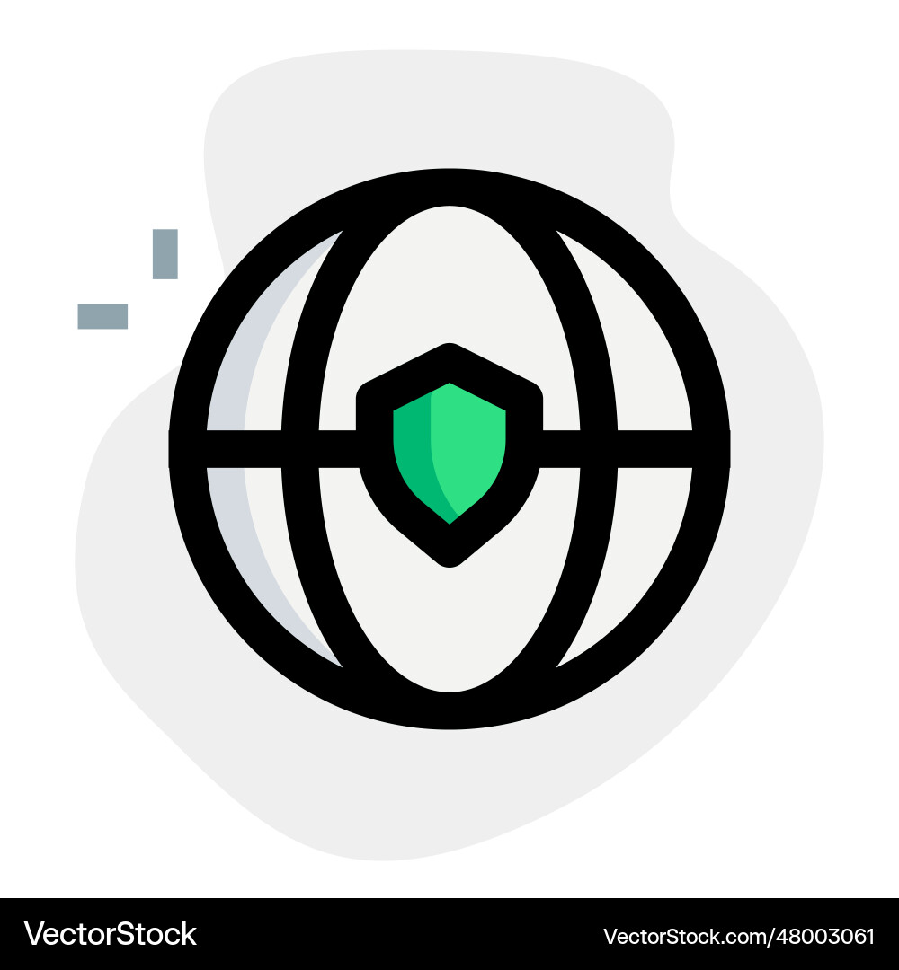 Global network secured via shield security vector image